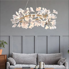 Olivia – Olive Branch Chandelier (Gold & White Floral)