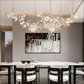Olivia – Olive Branch Chandelier (Gold & White Floral)