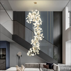 Olivia – Olive Branch Chandelier (Gold & White Floral)